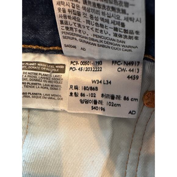 Levis 501 Jeans Mens 34x34 (32x33) Blue Original Fit Button Fly Denim Distressed - Picture 7 of 13